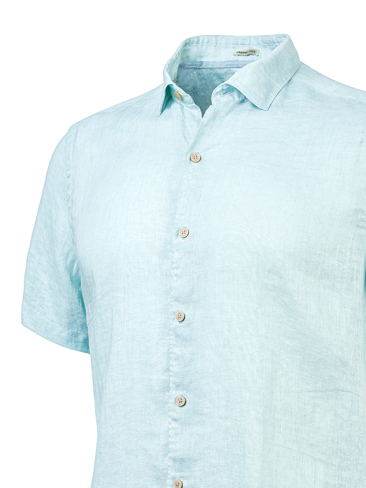 Camisa de Lino Orgánico M/C H Jersey Azul Celeste Hombre 3