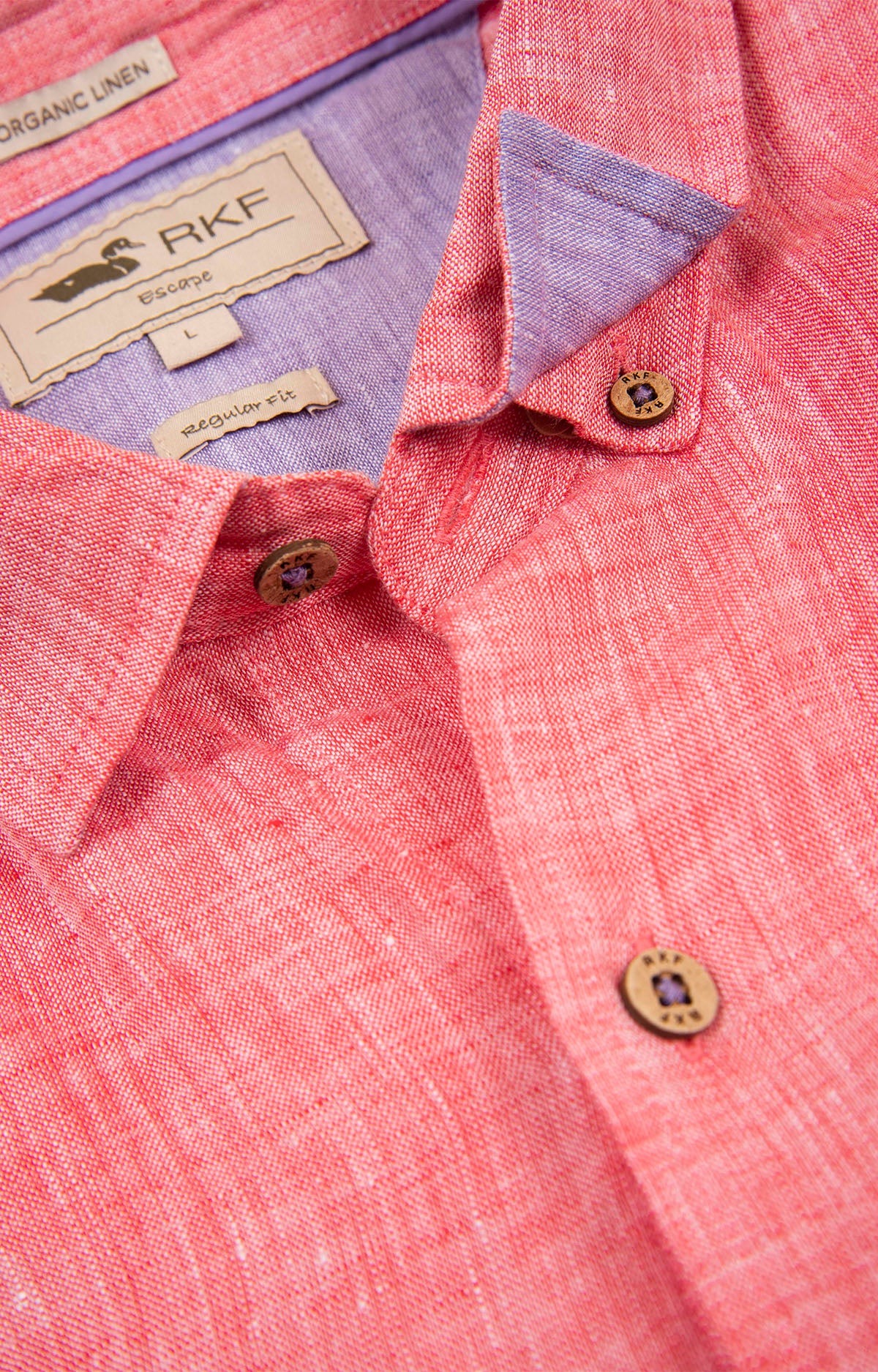 Camisa de Lino Orgánico M/C H Rojo Hombre 3