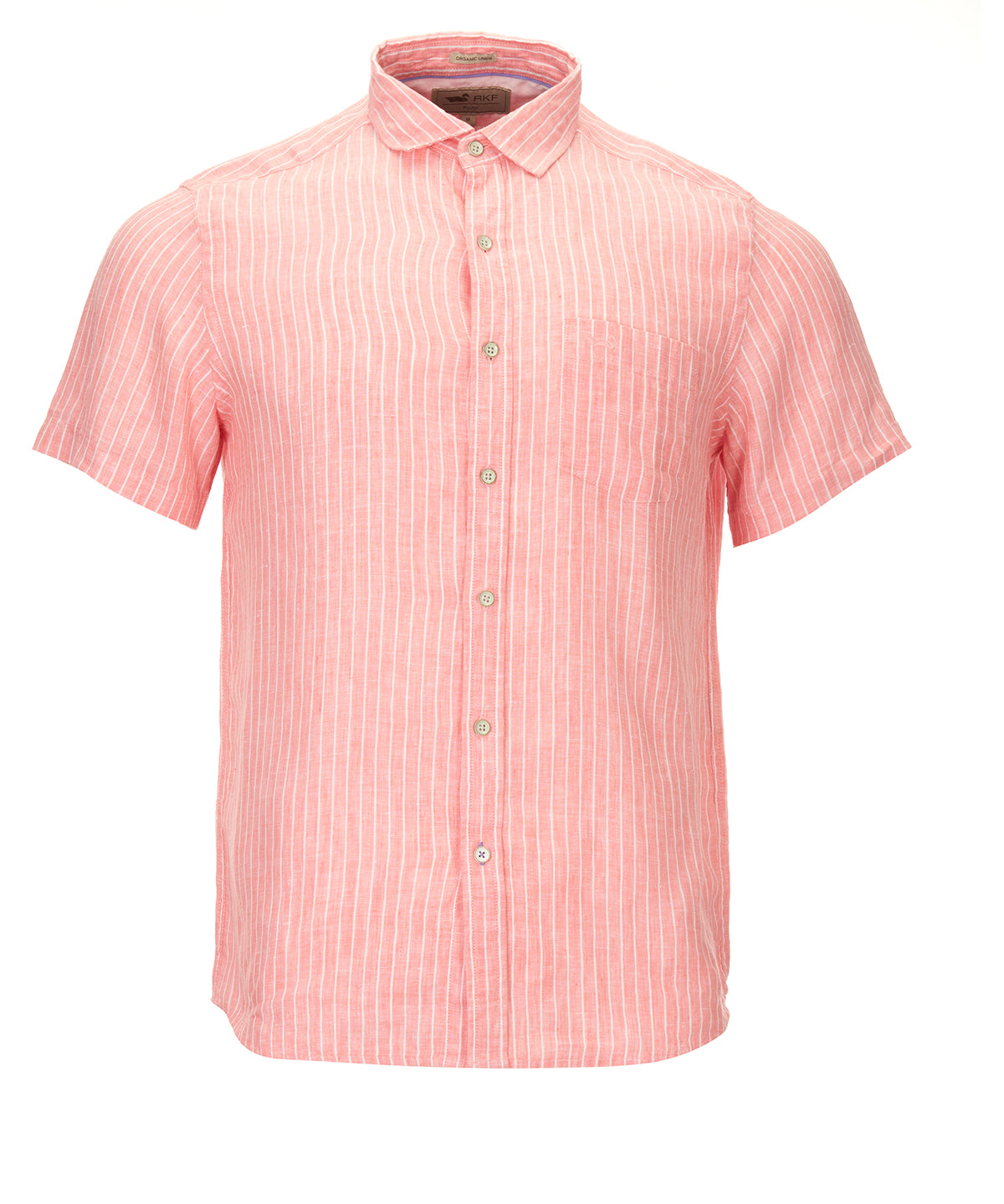 Camisa de Lino Orgánico M/L H Rayas Roja Hombre 1