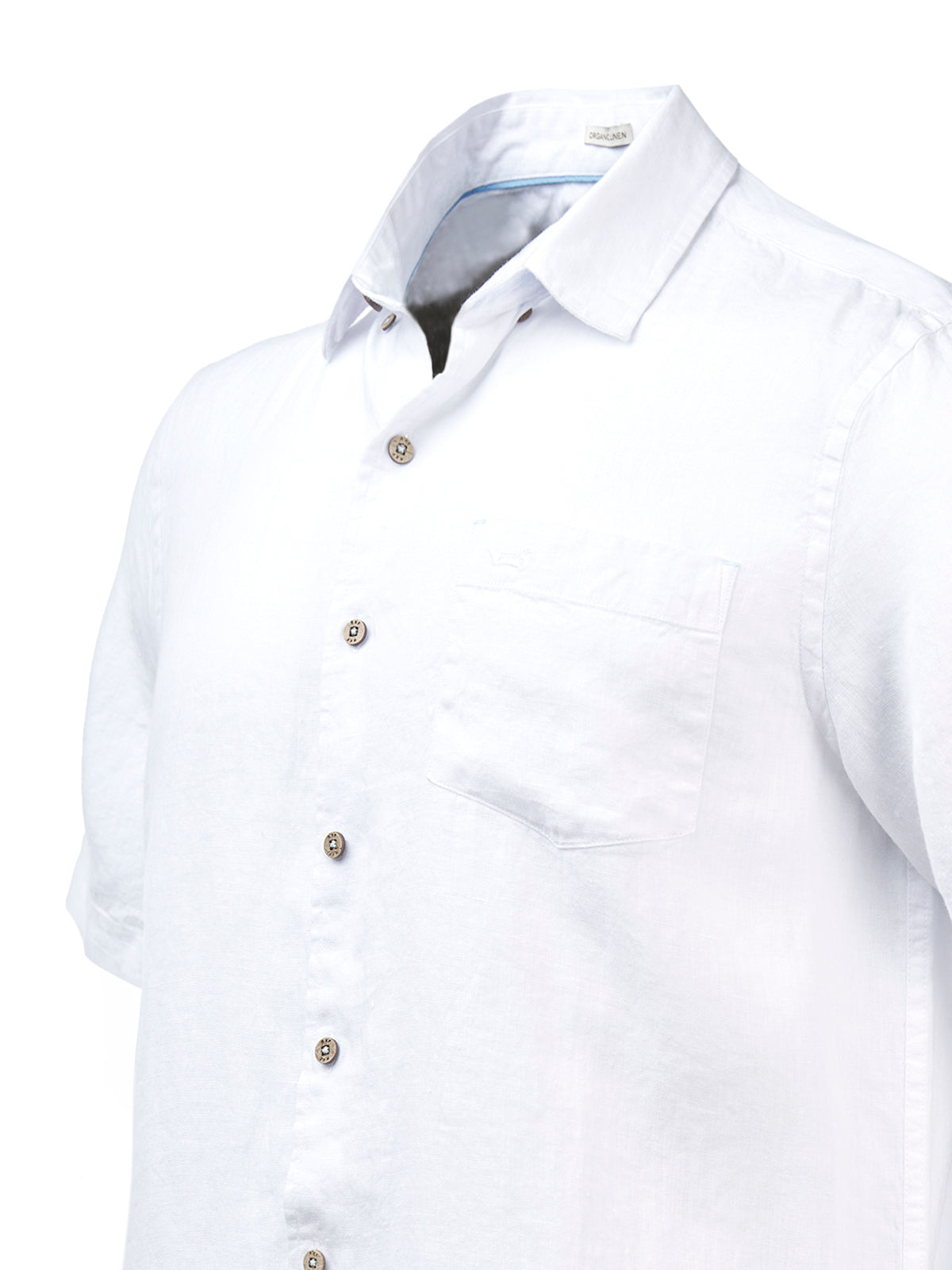 Camisa de Lino Orgánico M/C H Blanco Nieve Hombre 3