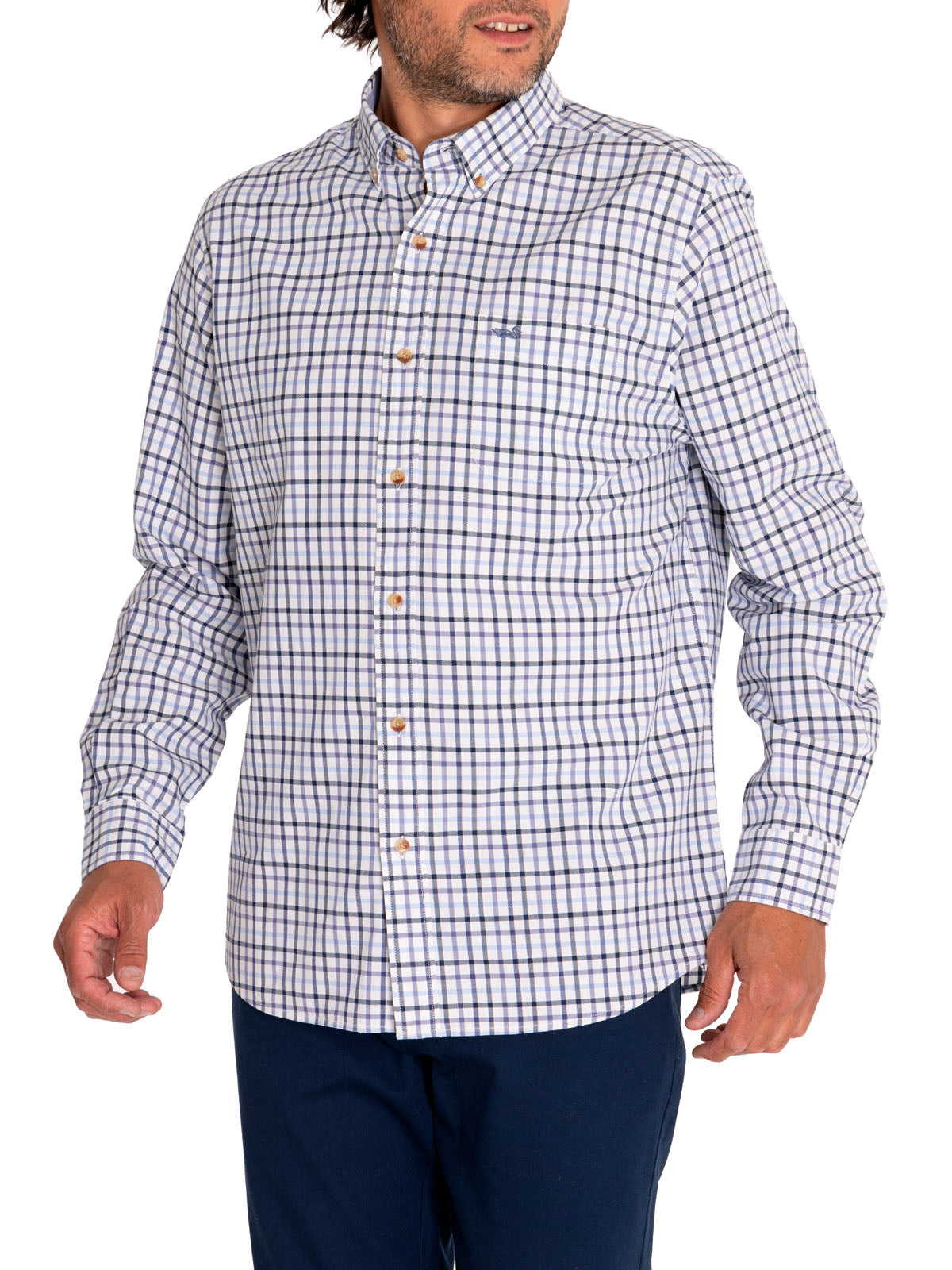 Camisa M/L H Viyella But Cuadros Navy Hombre 4