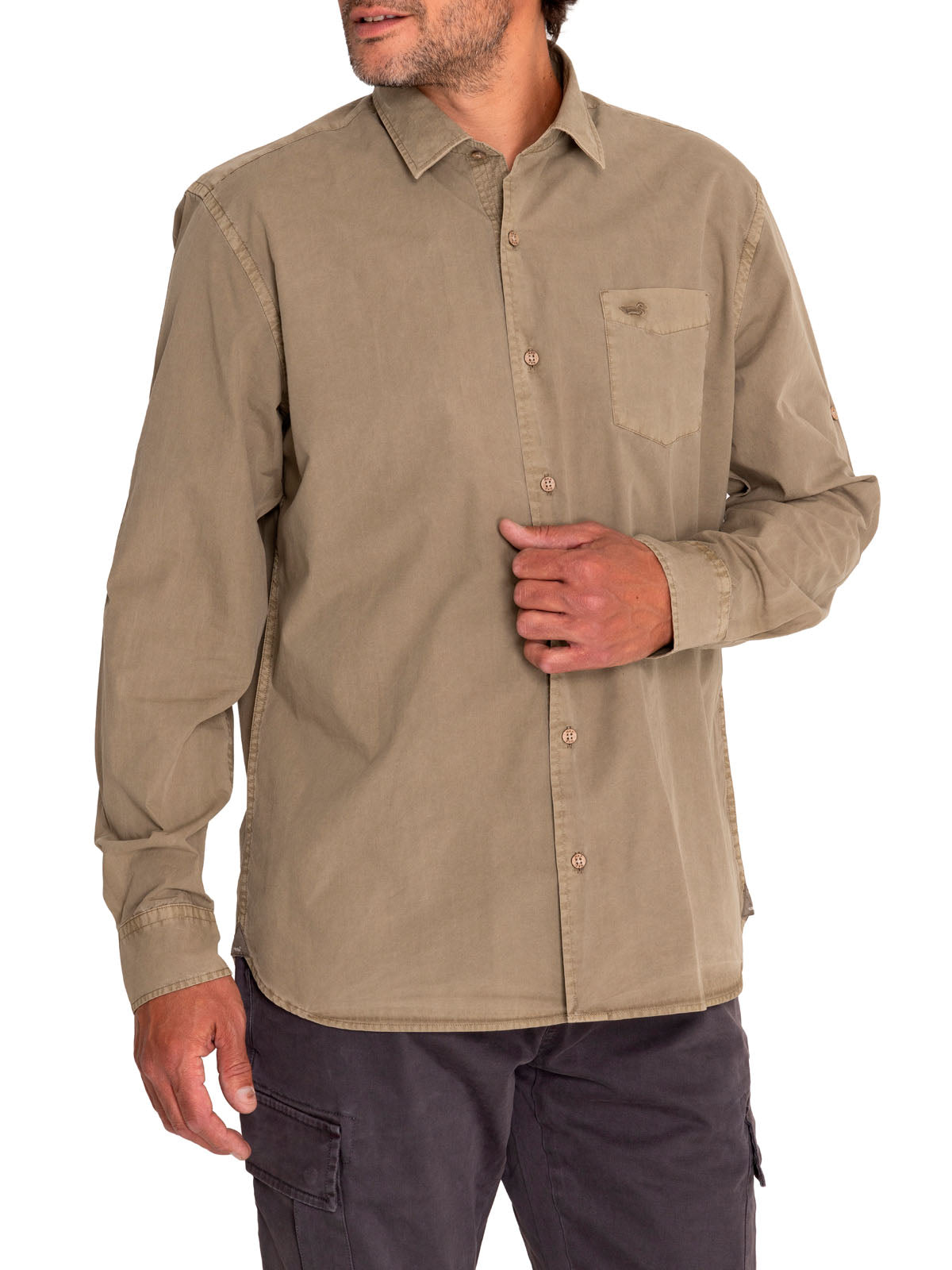 Camisa M/L H Leeds Marrón Hombre 4
