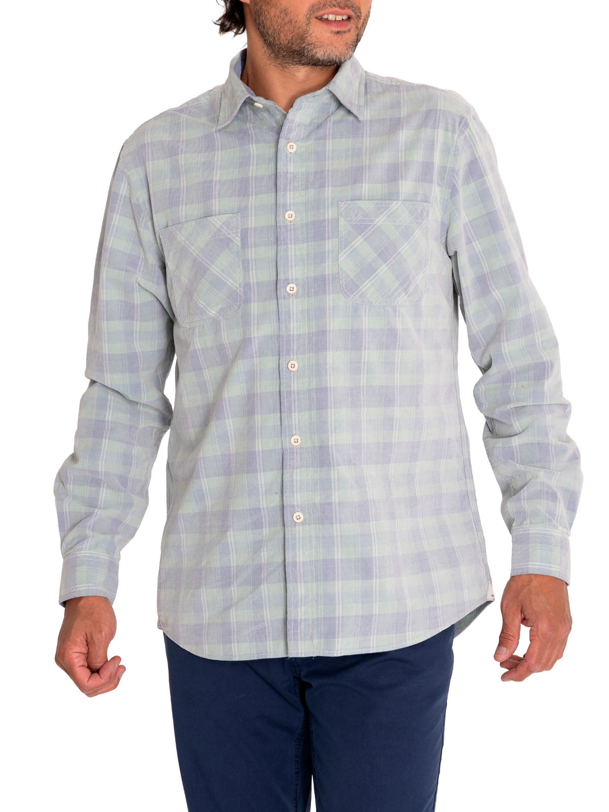 Camisa M/L H Tartán Cord Square Wasabi Hombre 4