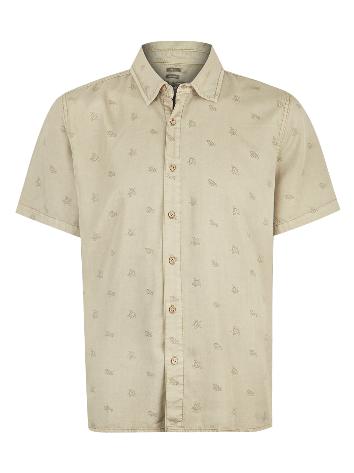 Camisa M/C H Tencel Print Turtle Verde Oliva Hombre 1