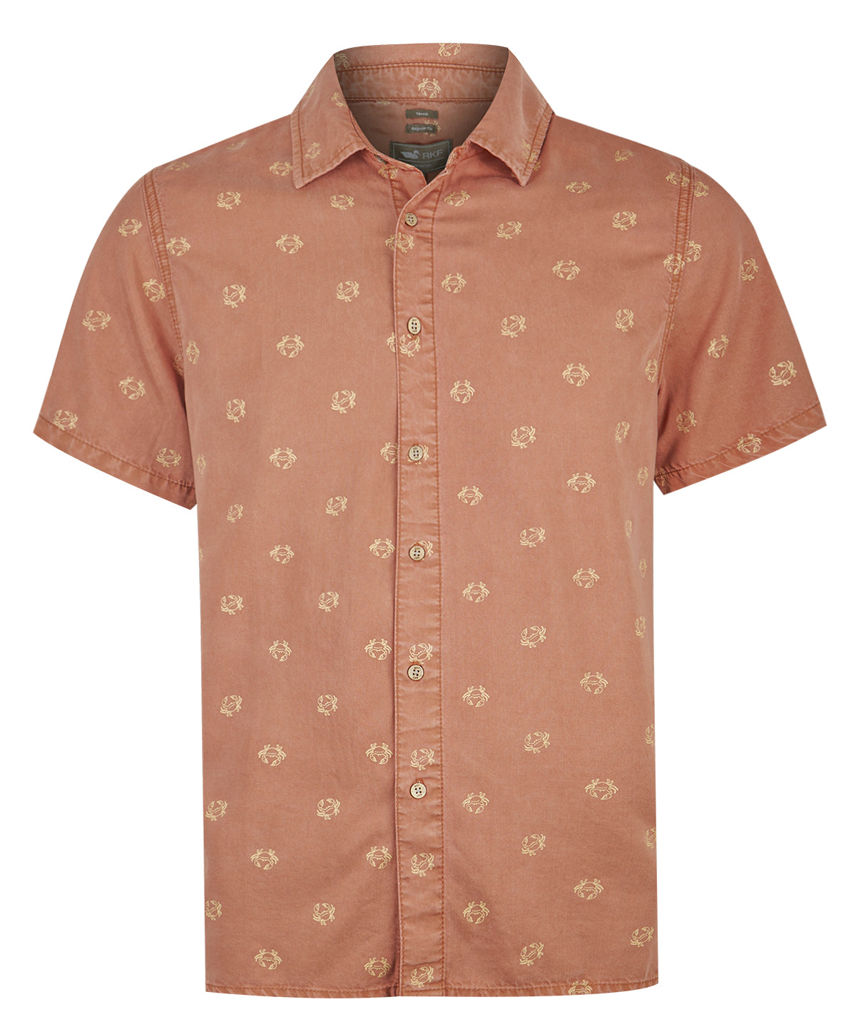 Camisa M/C H Tencel Print Crab Ocre Hombre 1