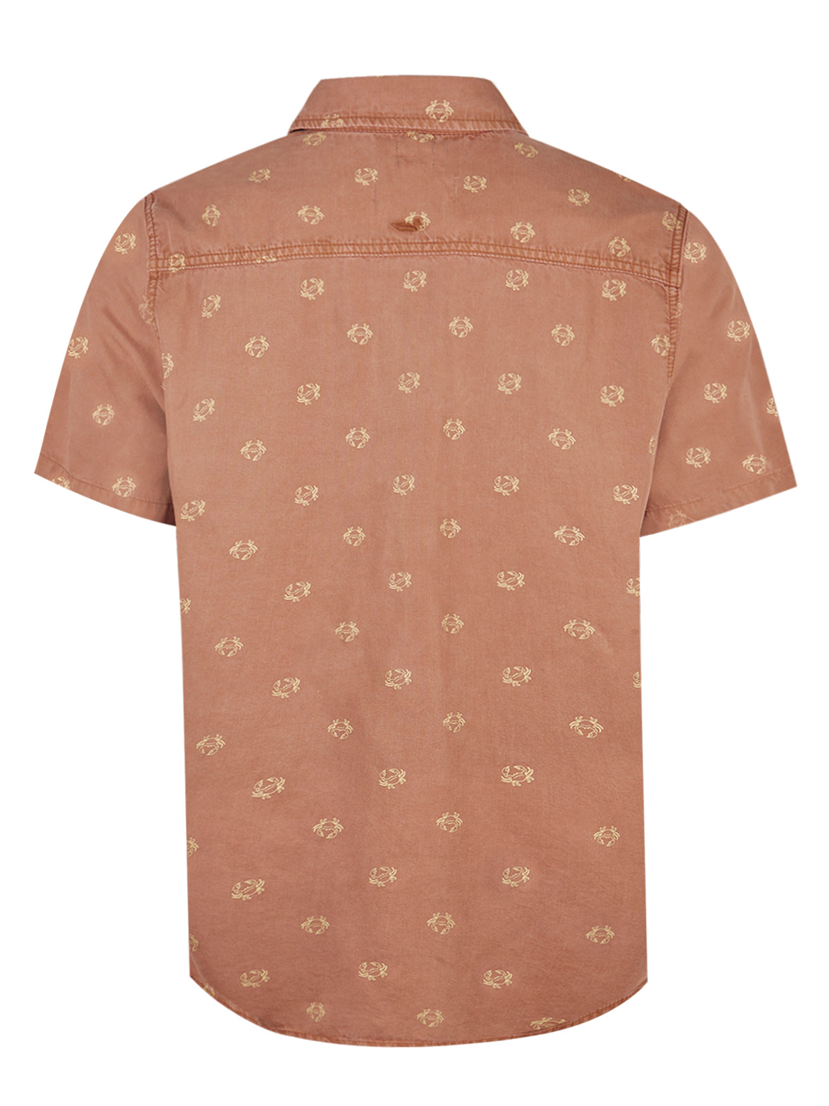 Camisa M/C H Tencel Print Crab Ocre Hombre 2