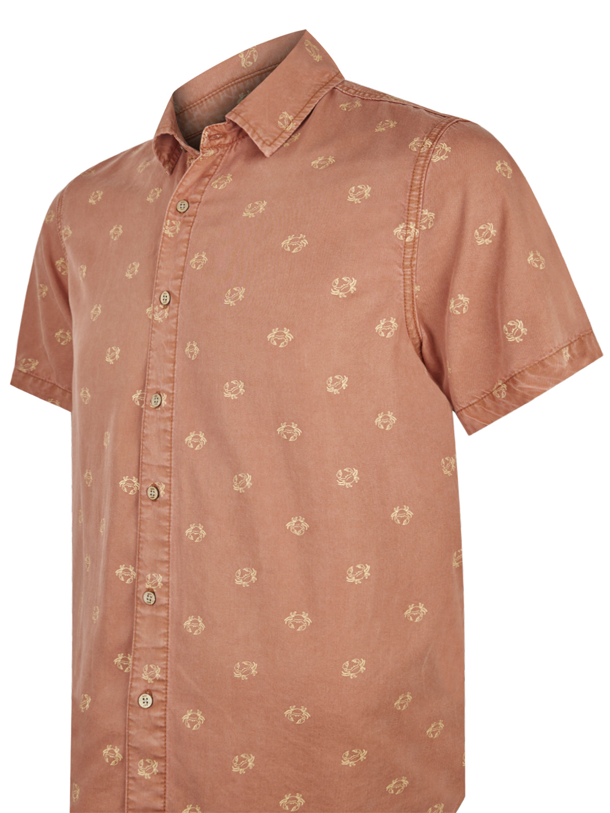 Camisa M/C H Tencel Print Crab Ocre Hombre 3