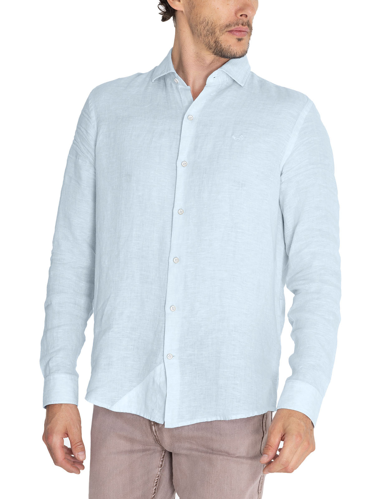 Camisa de Lino Orgánico M/L H Misty Blue Hombre 5