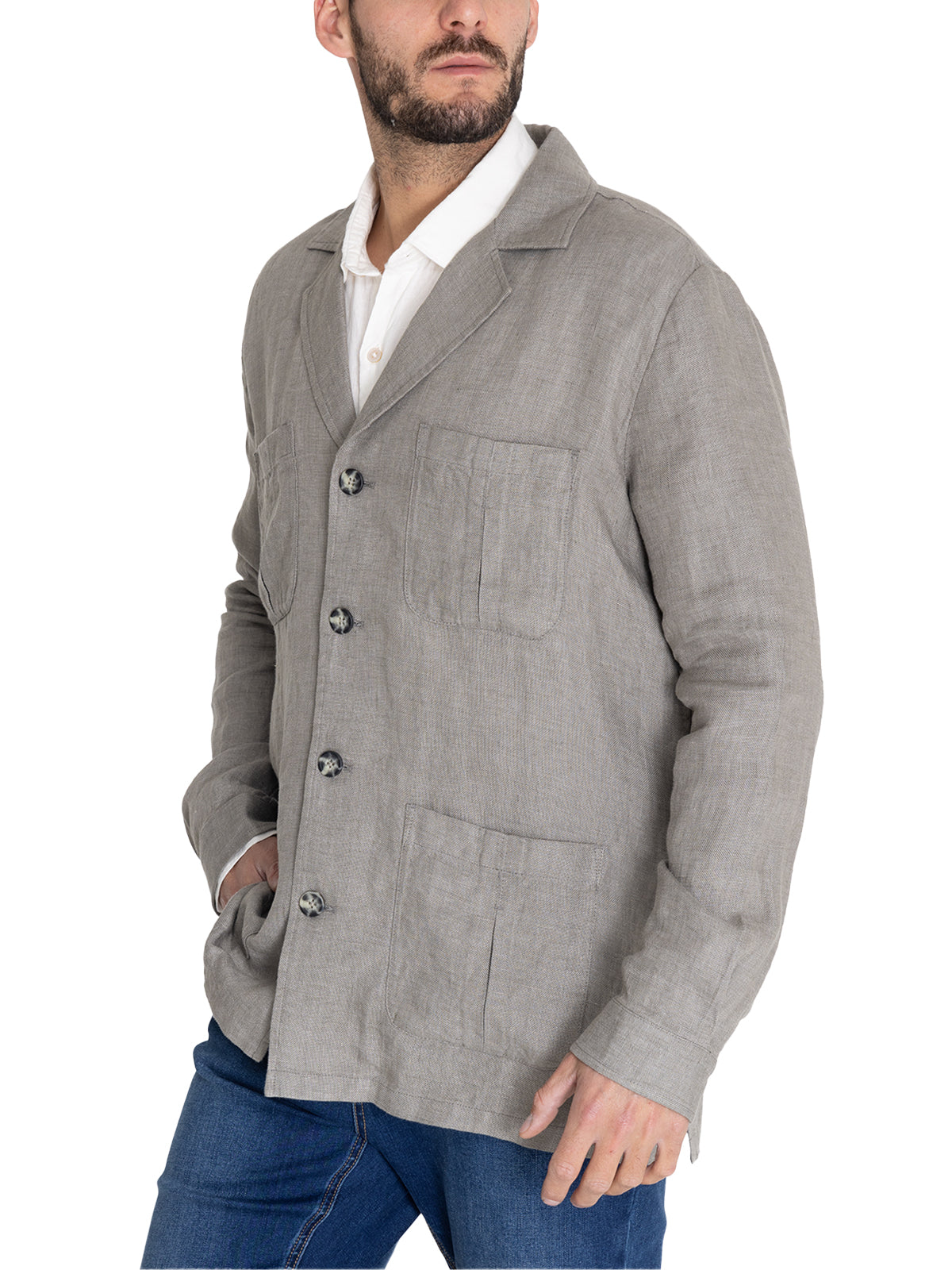 Chaqueta Lino H Fornillo Verde Hombre 4
