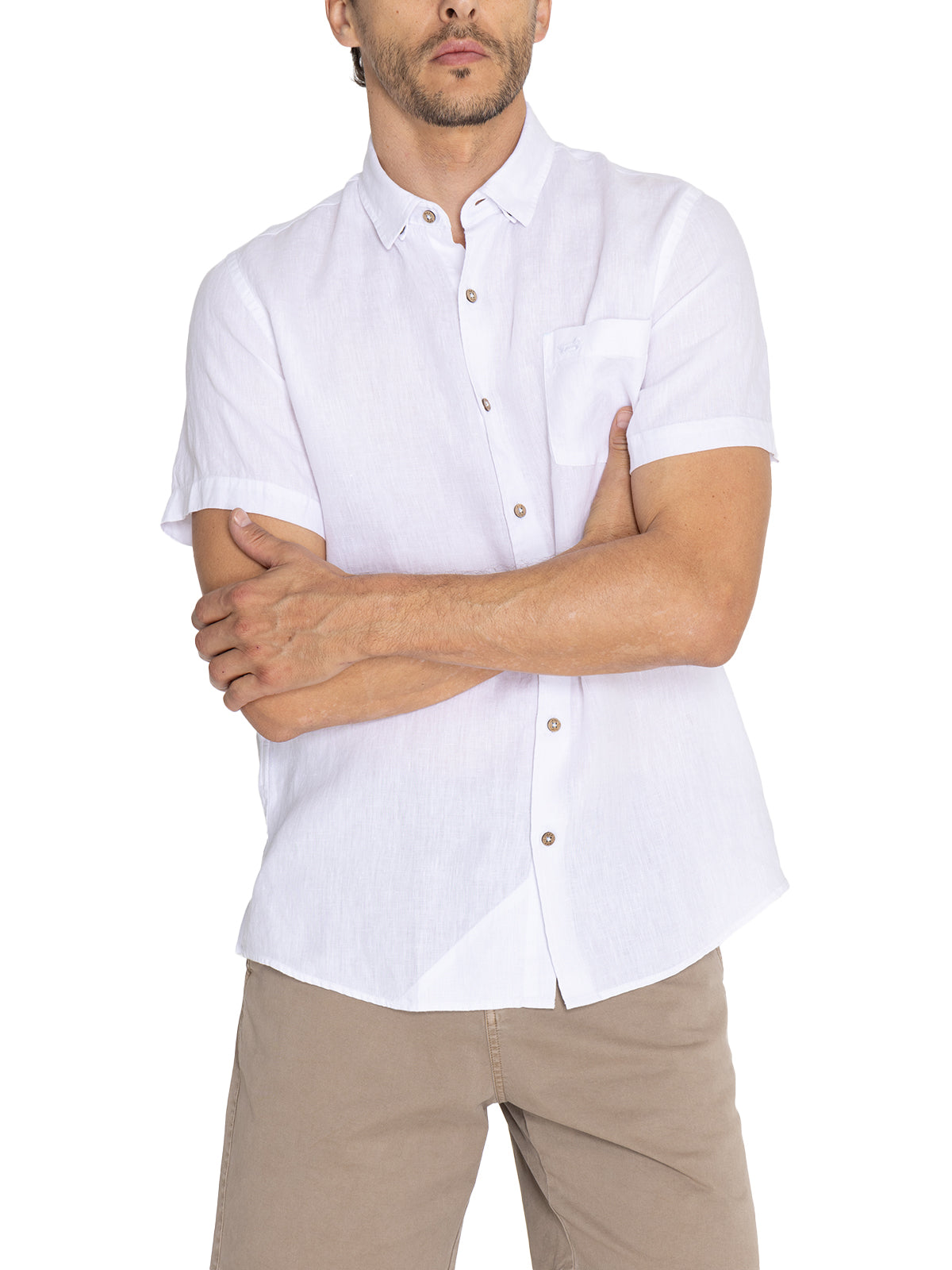 Camisa de Lino Orgánico M/C H Blanco Hombre 4