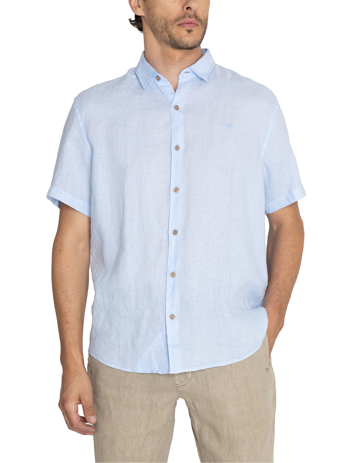 Camisa de Lino Orgánico M/C H Azul Hombre 4