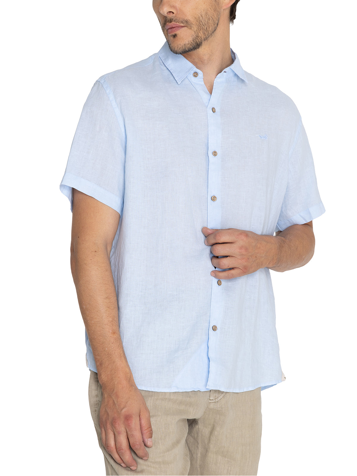 Camisa de Lino Orgánico M/C H Azul Hombre 5