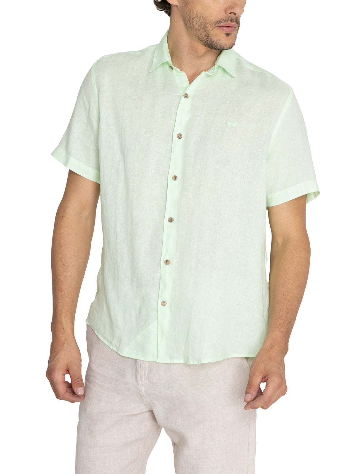 Camisa de Lino Orgánico M/C H Jersey Pistachio Hombre 4
