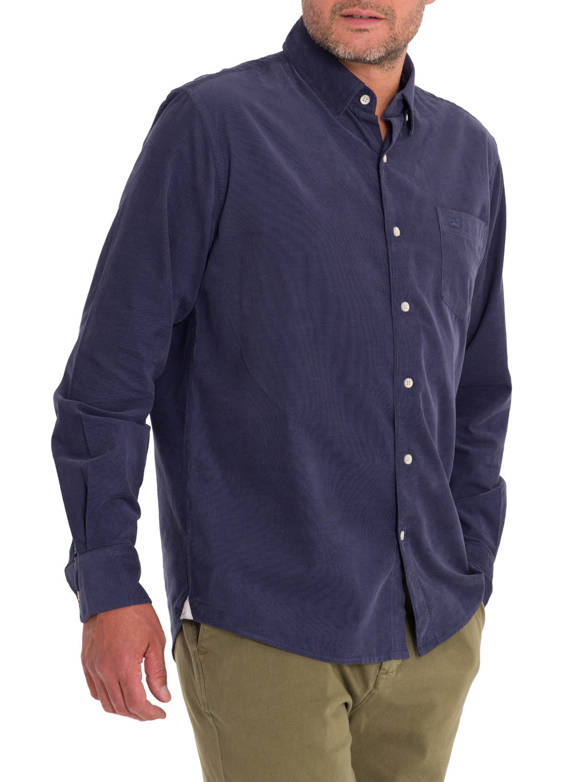 Camisa M/L H Corduroy Faded Denim Hombre 4