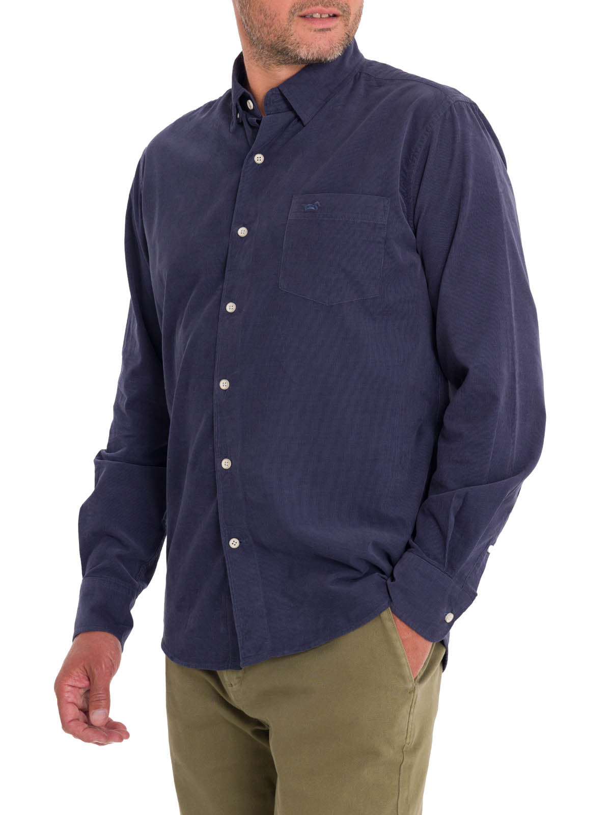 Camisa M/L H Corduroy Faded Denim Hombre 5
