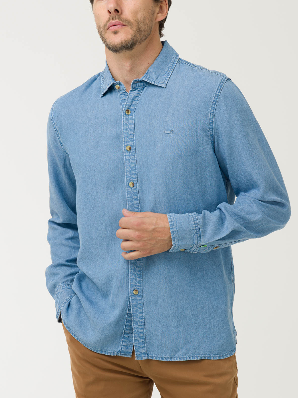 Camisa M/L H Tencel Denim Hombre 4