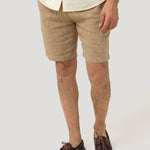 Bermuda Clásica H Linen Melange Pecan Hombre 4