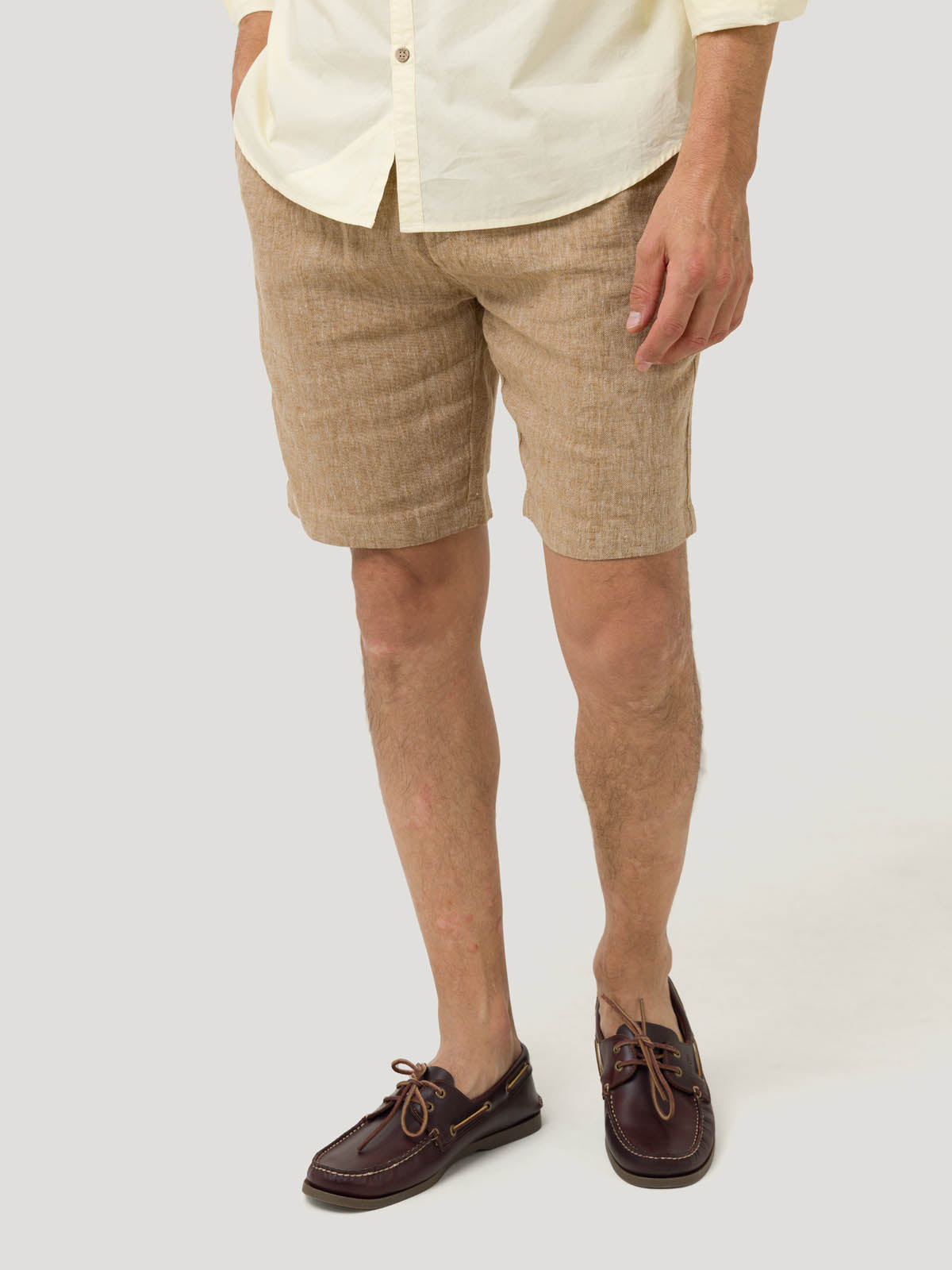 Bermuda Clásica H Linen Melange Pecan Hombre 4