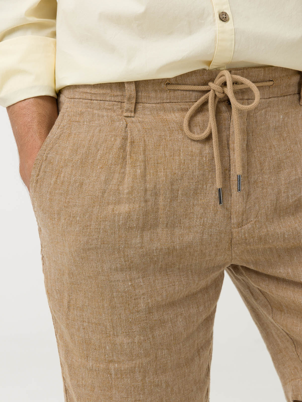Bermuda Clásica H Linen Melange Pecan Hombre 6