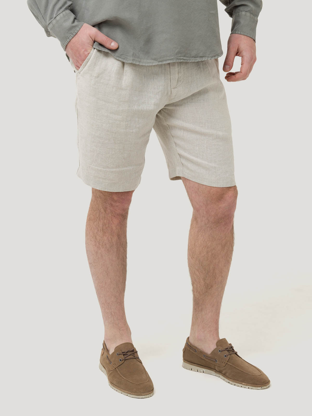 Bermuda Clásica H Linen Melange Tan Hombre 4