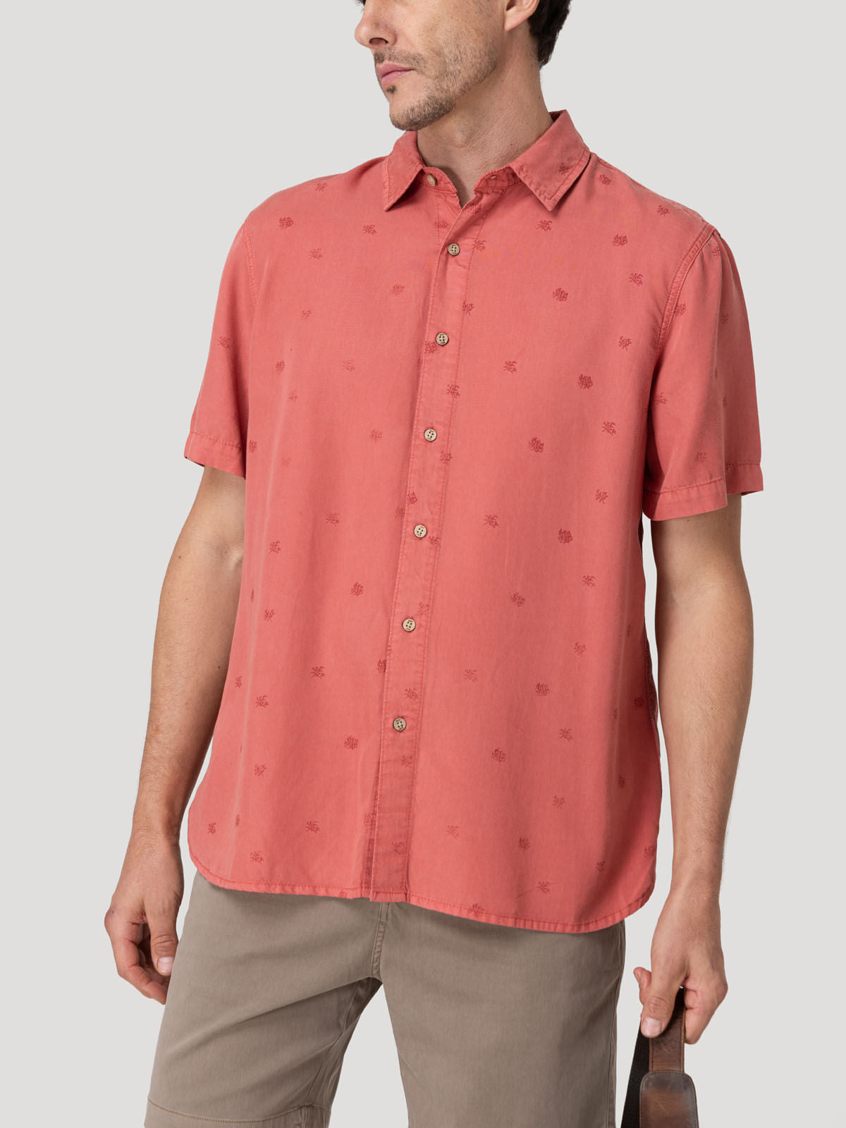 Camisa M/C H Tencel Print Red Coral Hombre 4