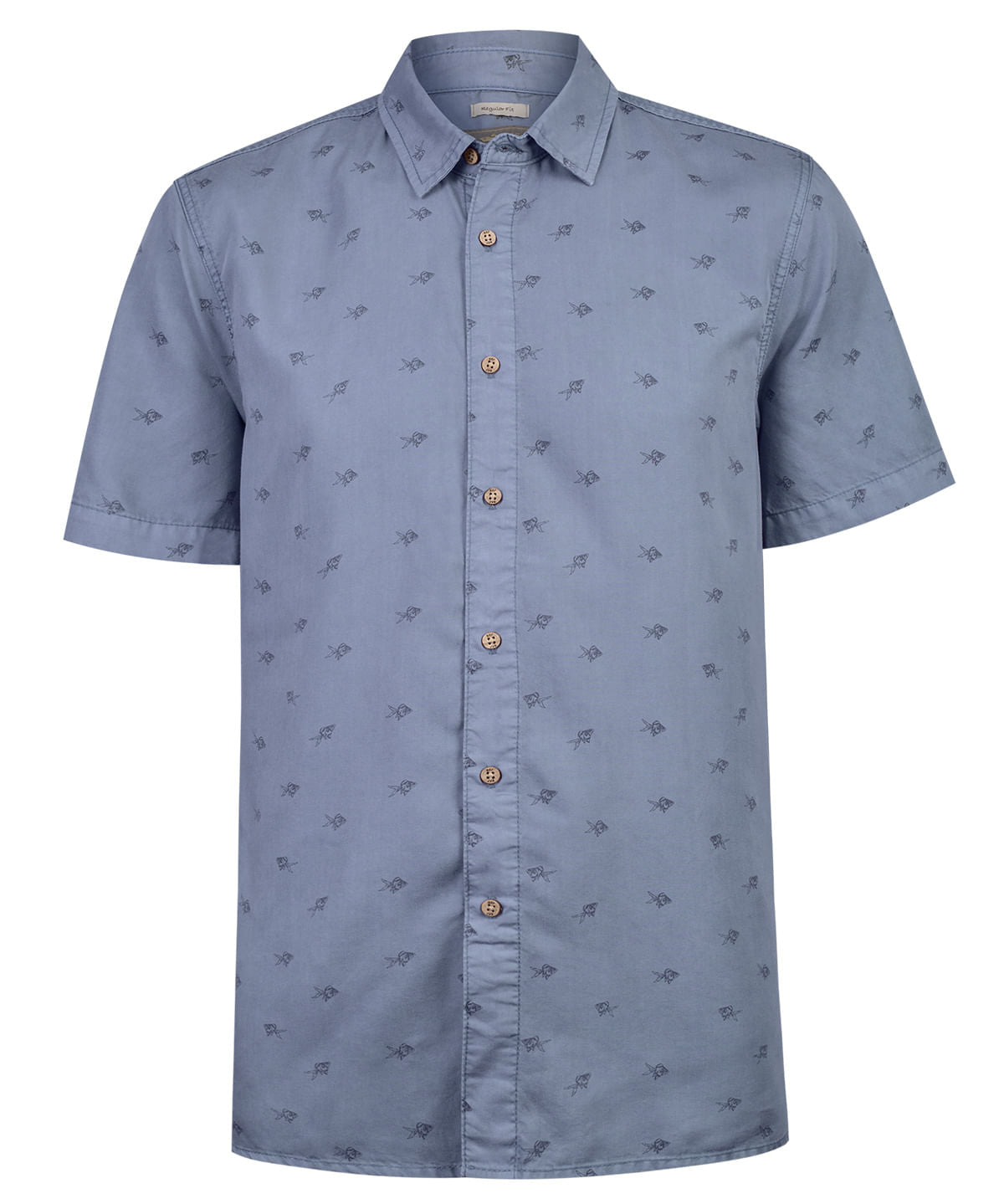 Camisa M/C H Tencel Print Blue Fish Hombre 1