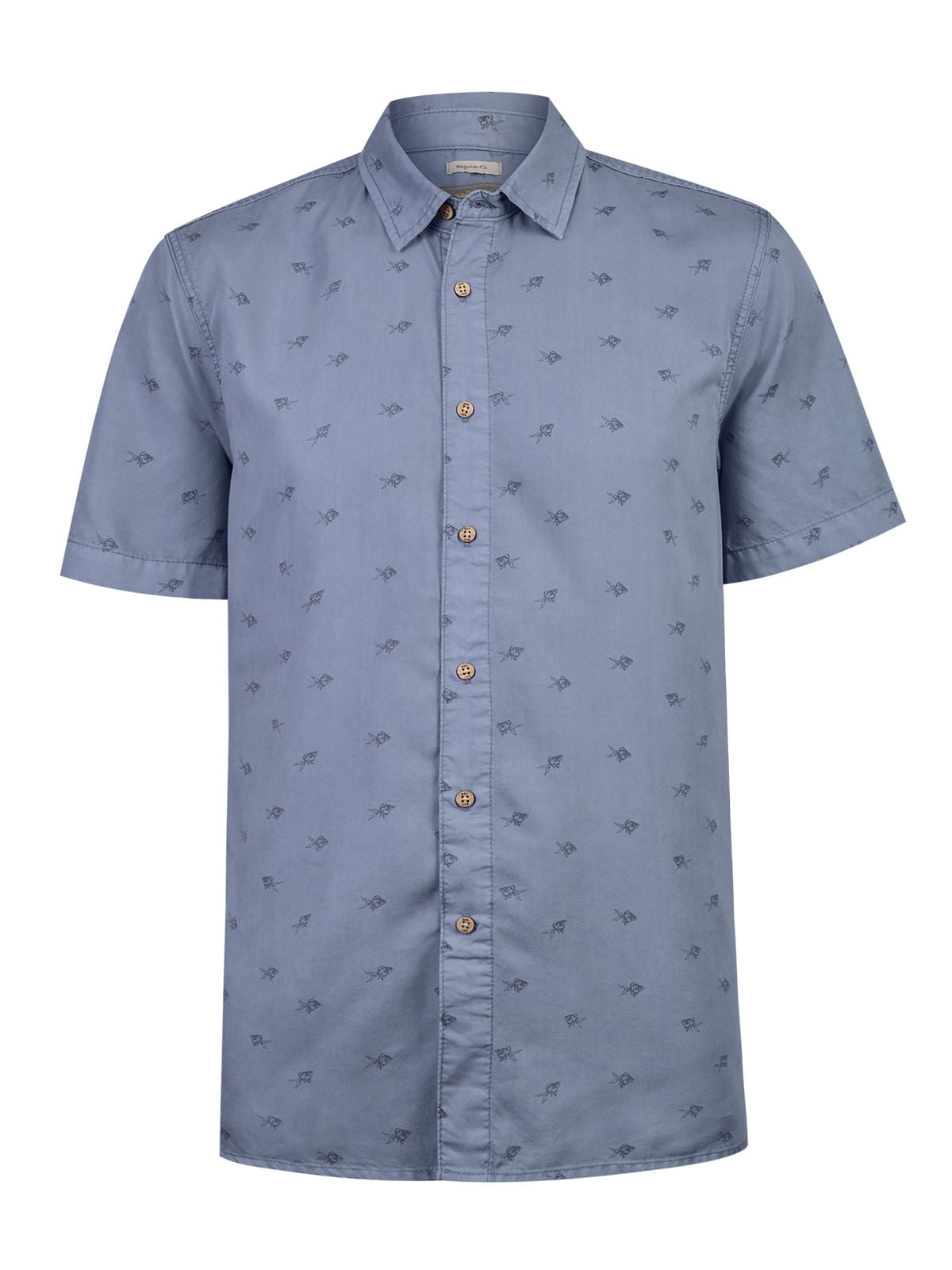 Camisa M/C H Tencel Print Blue Fish Hombre 1