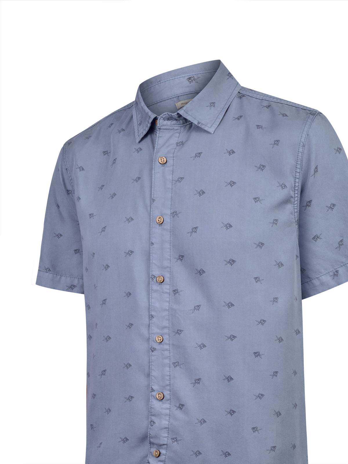 Camisa M/C H Tencel Print Blue Fish Hombre 3
