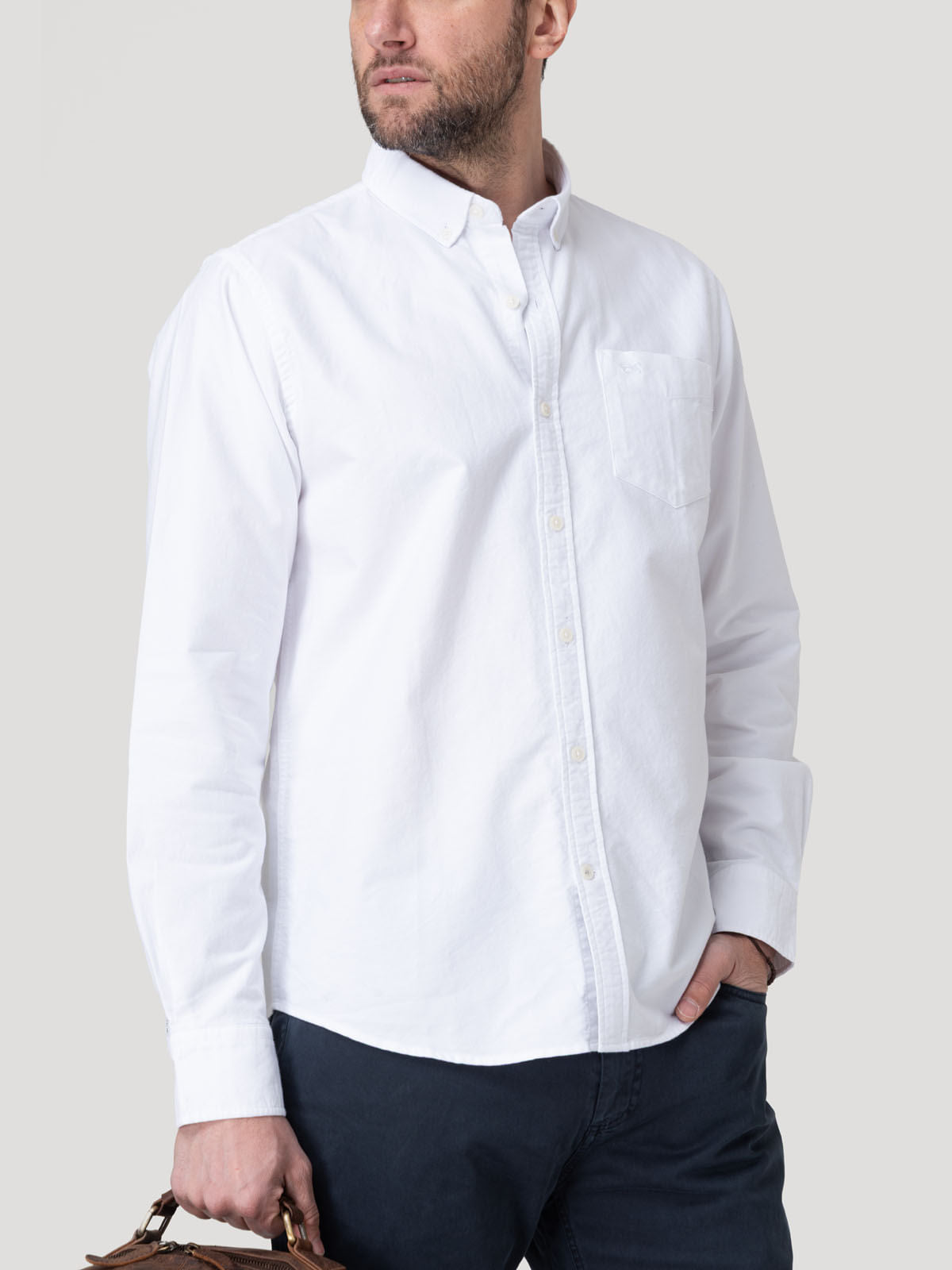 Camisa M/L H Oxford White Hombre 4