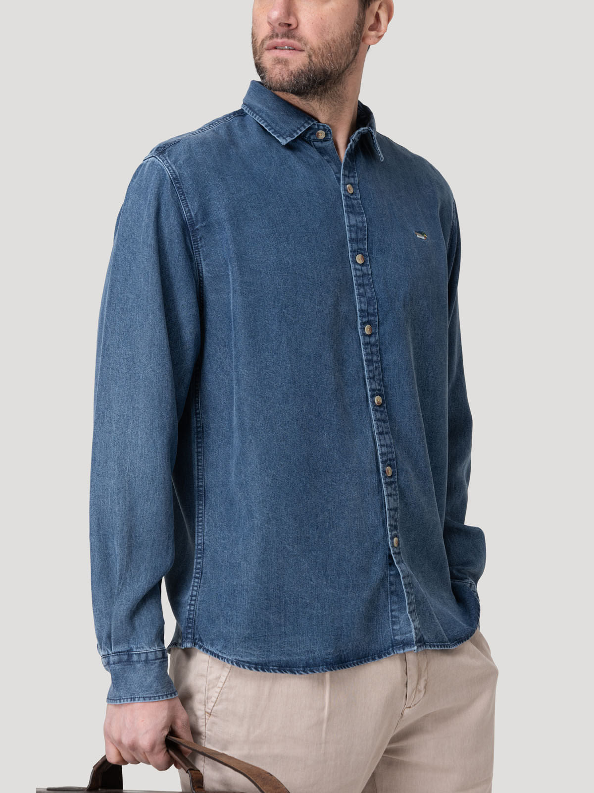 Camisa M/L H Tencel Denim Hombre 4