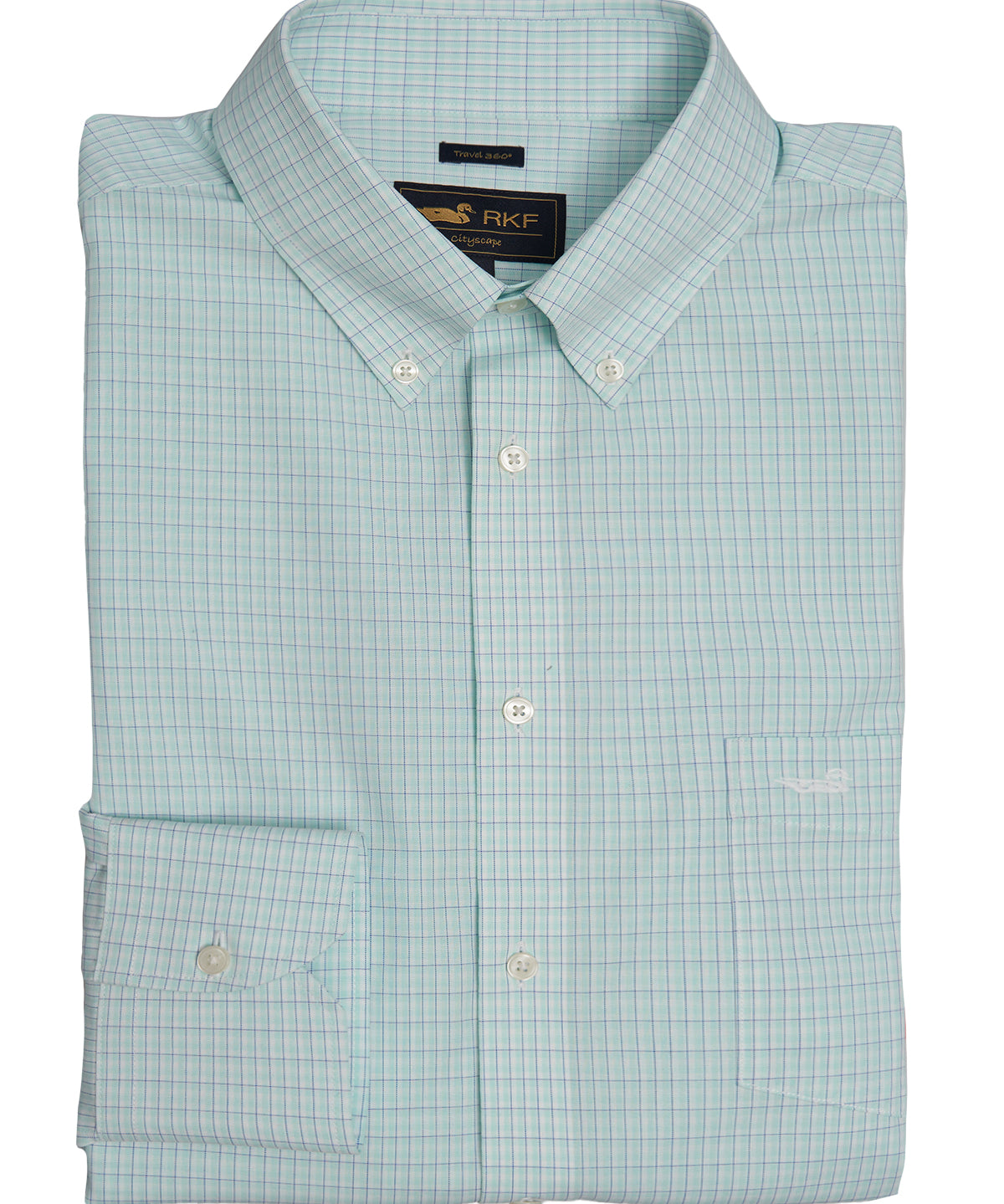 Camisa M/L WF H 'Travel' Minisquare Aqua Hombre 1