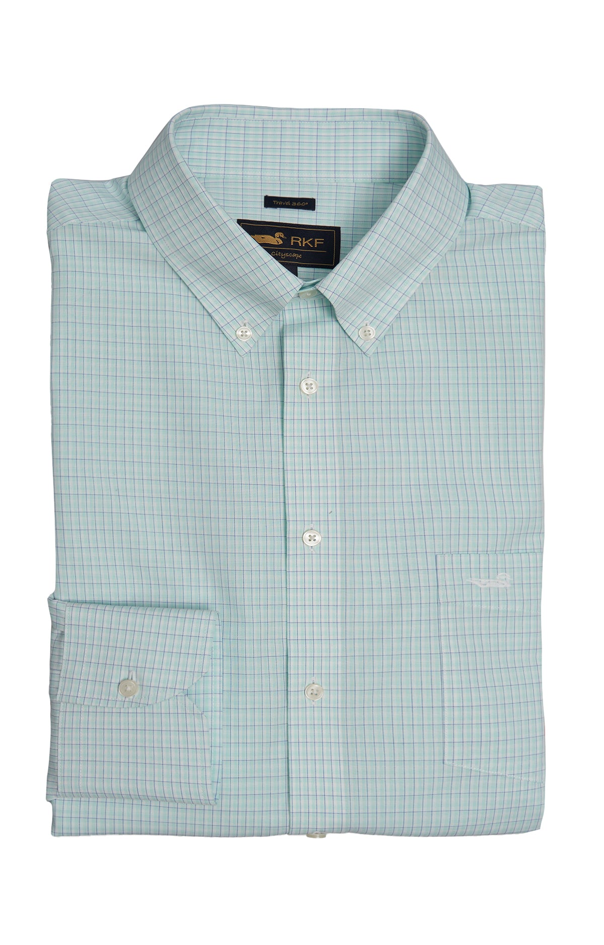 Camisa M/L WF H 'Travel' Minisquare Aqua Hombre 1