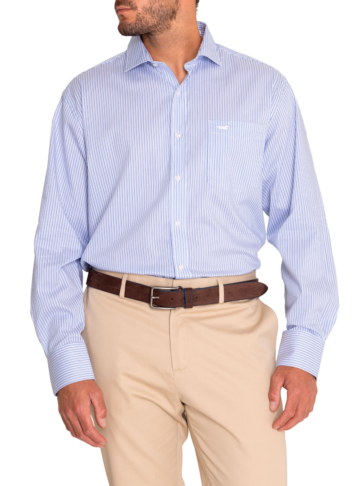 Camisa M/L H Easy Iron It Stripe Blue Hombre 3