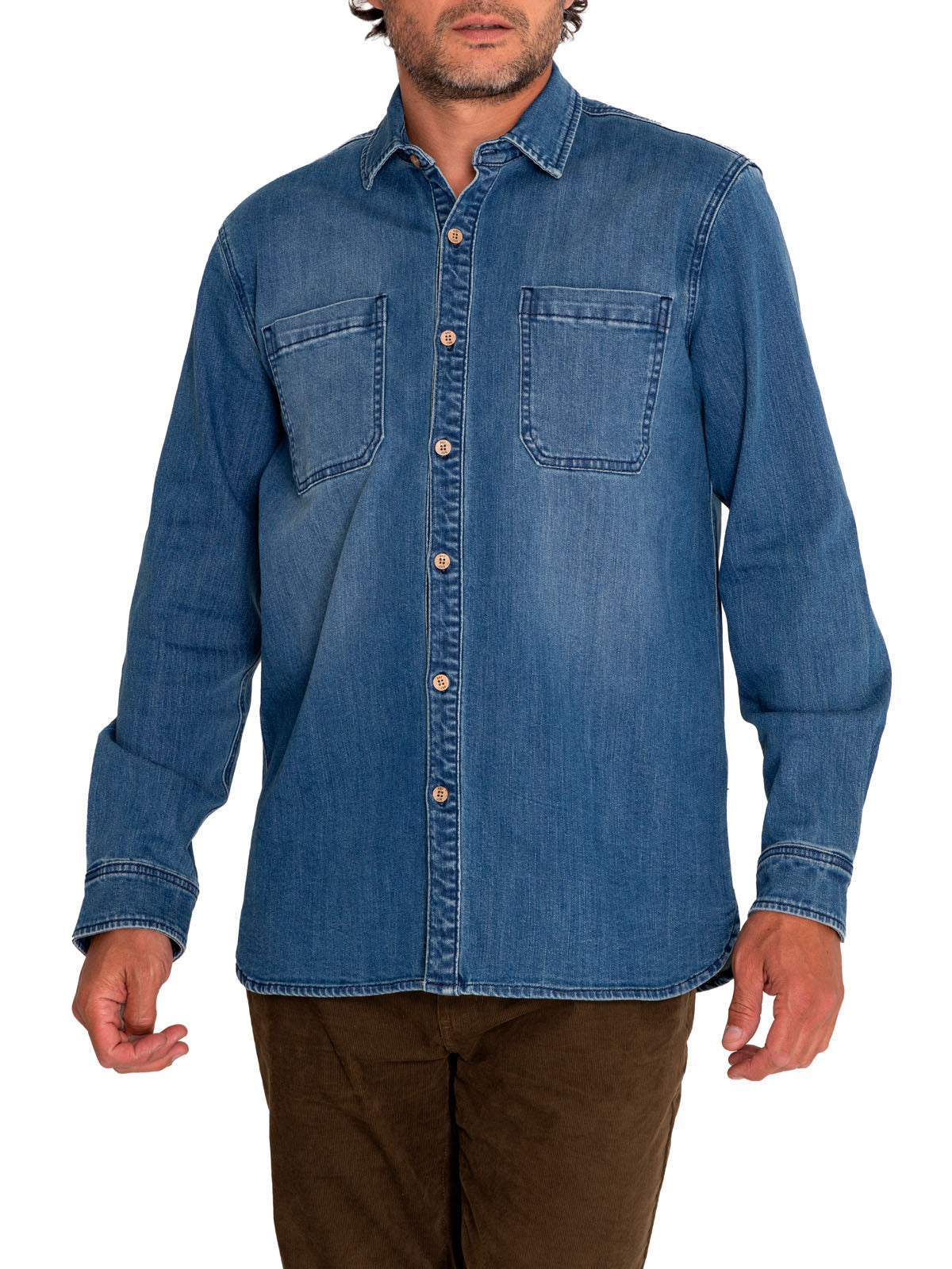 Camisa M/L H Denim Dark Blue Hombre 4