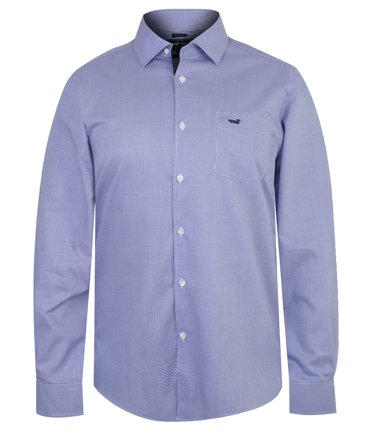 Camisa M/L H Wool Minisquare Blue Hombre 1