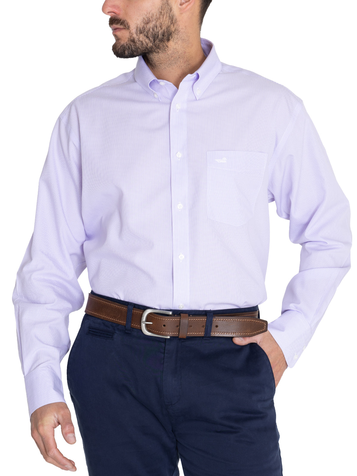 Camisa M/L H 'Wrinkle Free' Stripe Lavendula Hombre 5