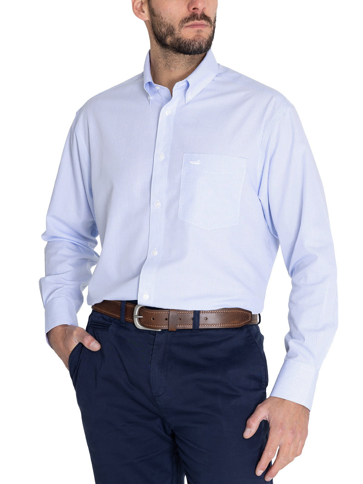 Camisa M/L H 'Wrinkle Free' Square Sky Hombre 5
