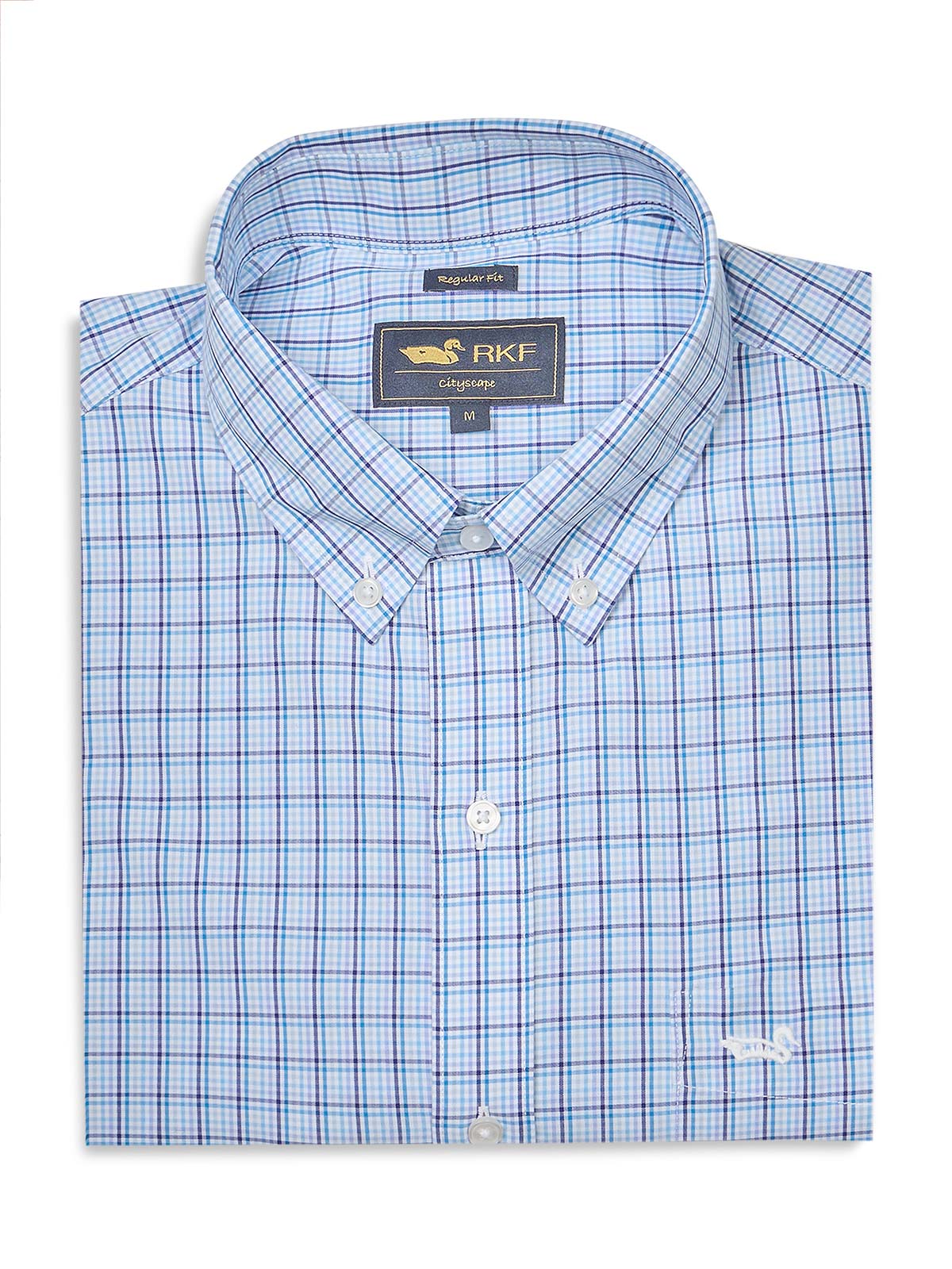 Camisa M/L H 'Wrinkle Free' Square Multi Blue Hombre 1