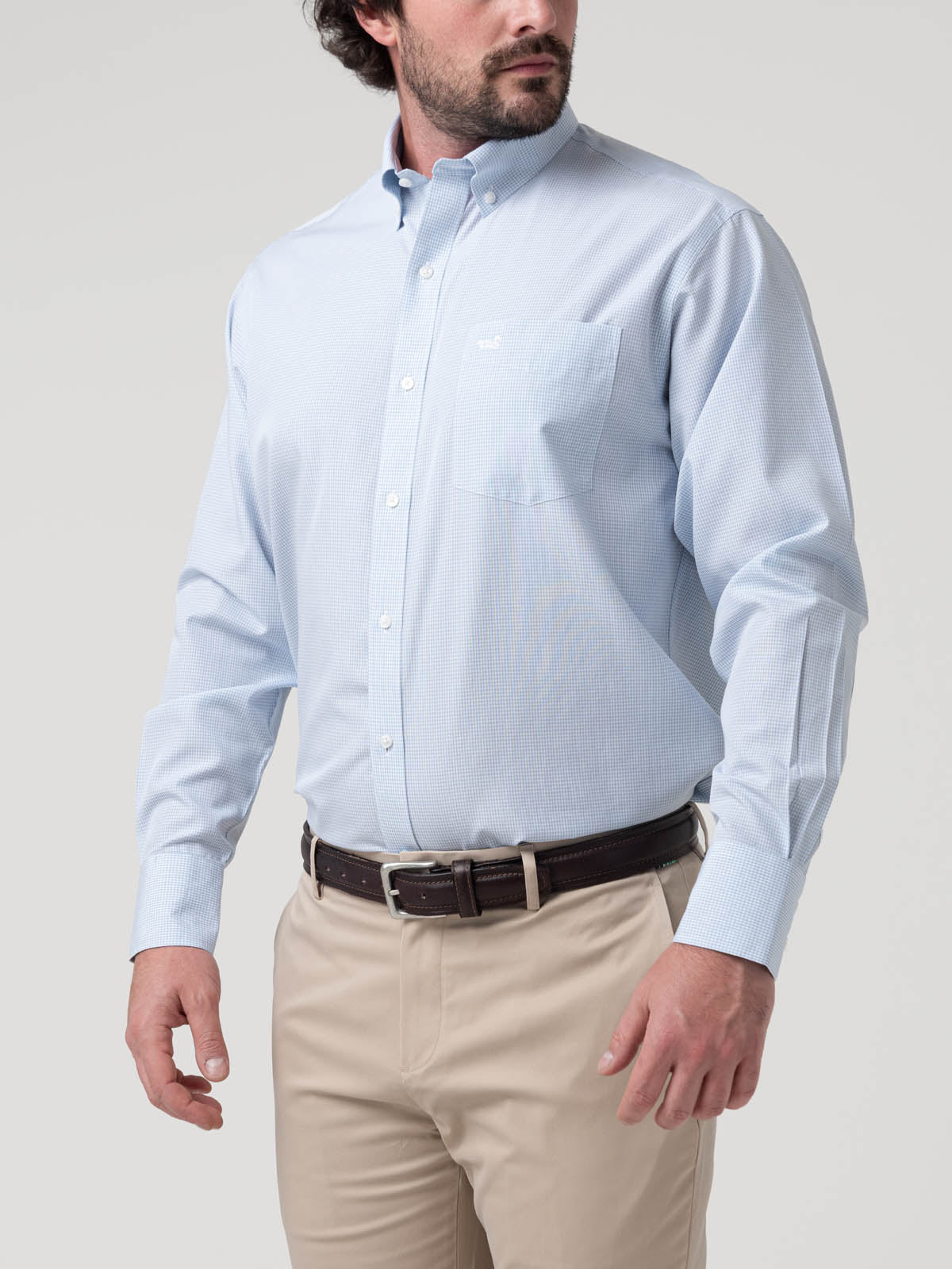 Camisa M/L H 'Wrinkle Free' Square Ocean Hombre 4
