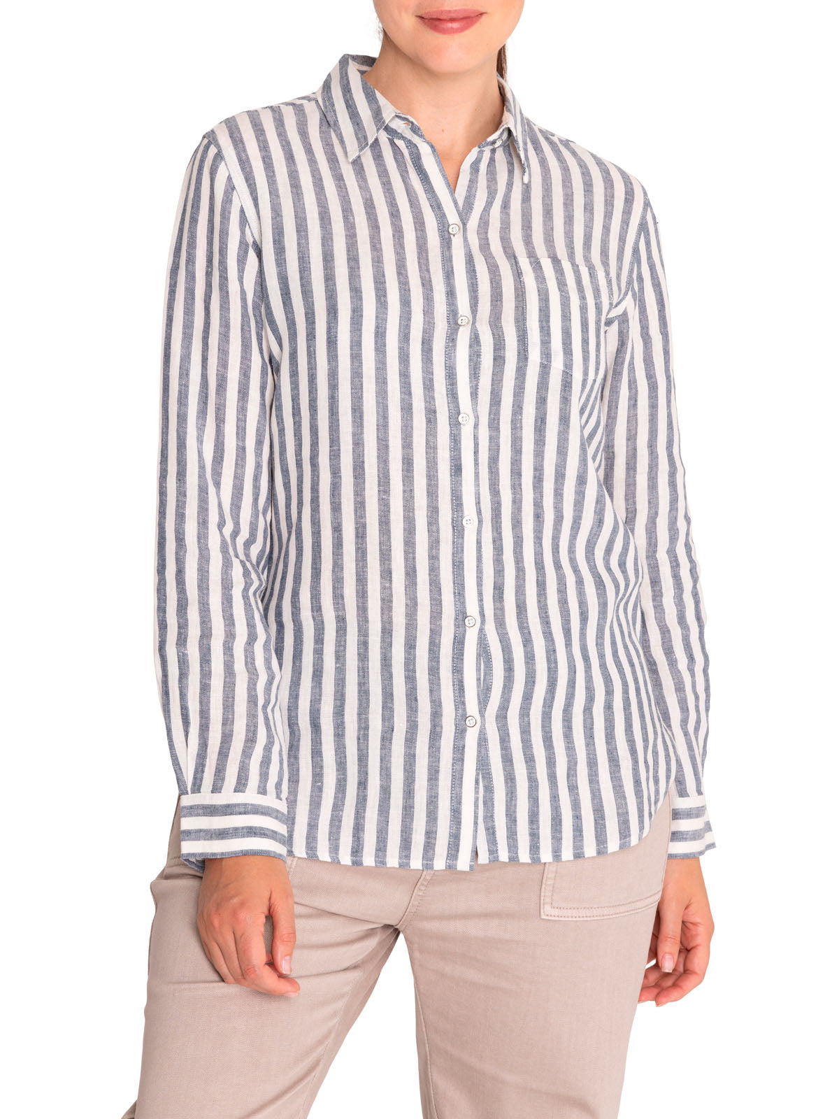Camisa de Lino Orgánico M/L M Lines Azul Mujer 3