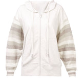 Hoodie M Este Mangas Tejidas Crudo Mujer 1