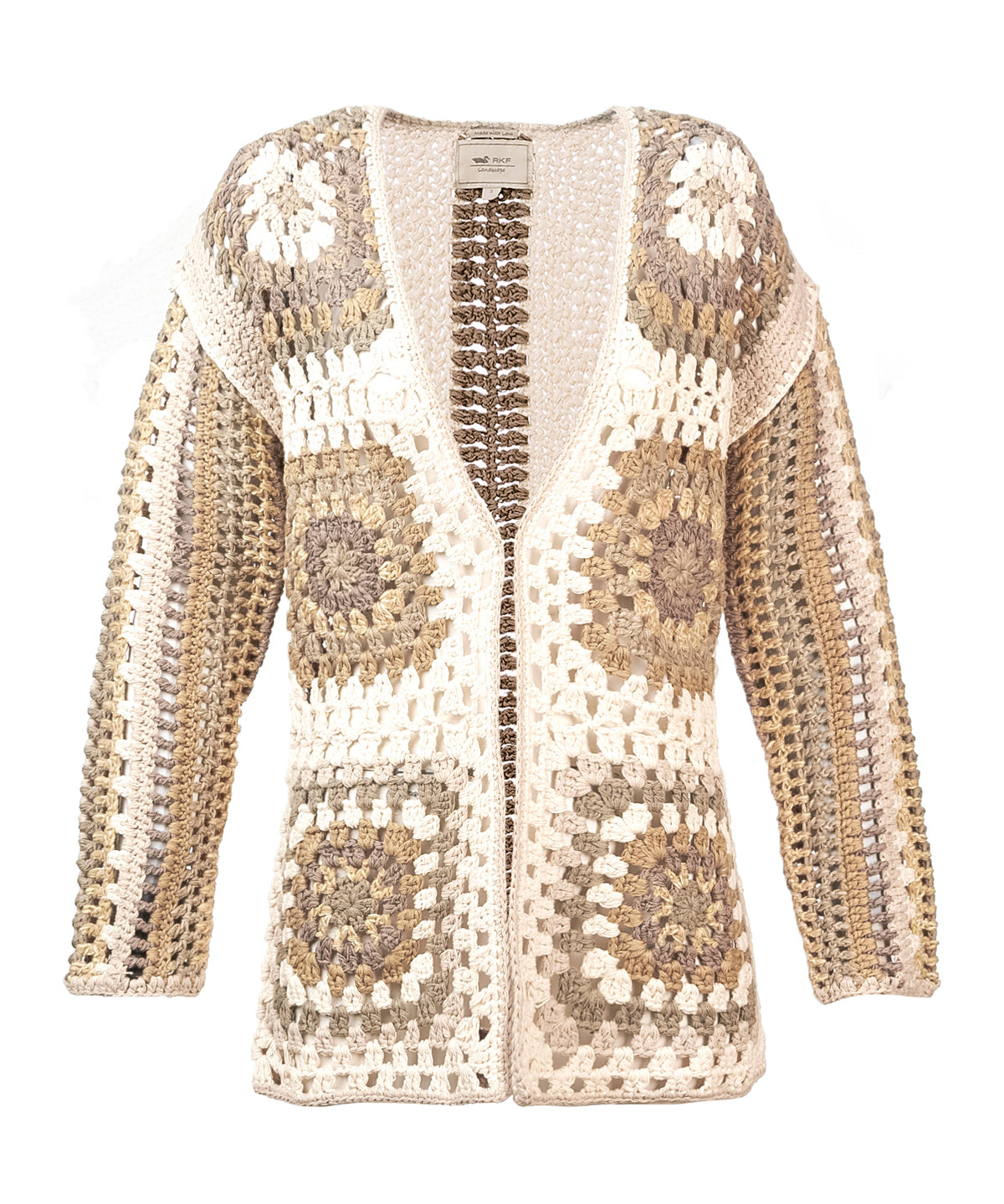 Cardigan Crochet M Positano Multicolor Crudo Mujer 1