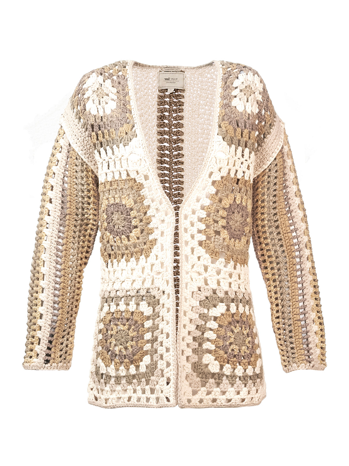 Cardigan Crochet M Positano Multicolor Crudo Mujer 1