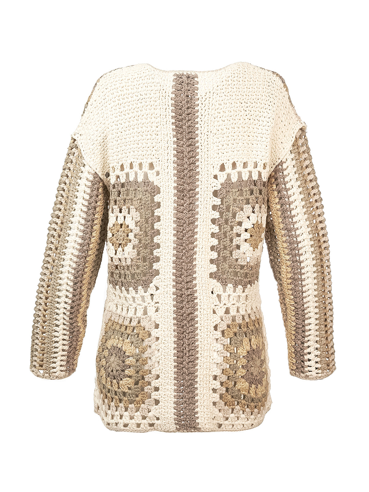 Cardigan Crochet M Positano Multicolor Crudo Mujer 2