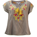 Camiseta M/L M Boheme Bordado Gris Mujer 1
