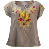 Camiseta M/L M Boheme Bordado Gris Mujer 1