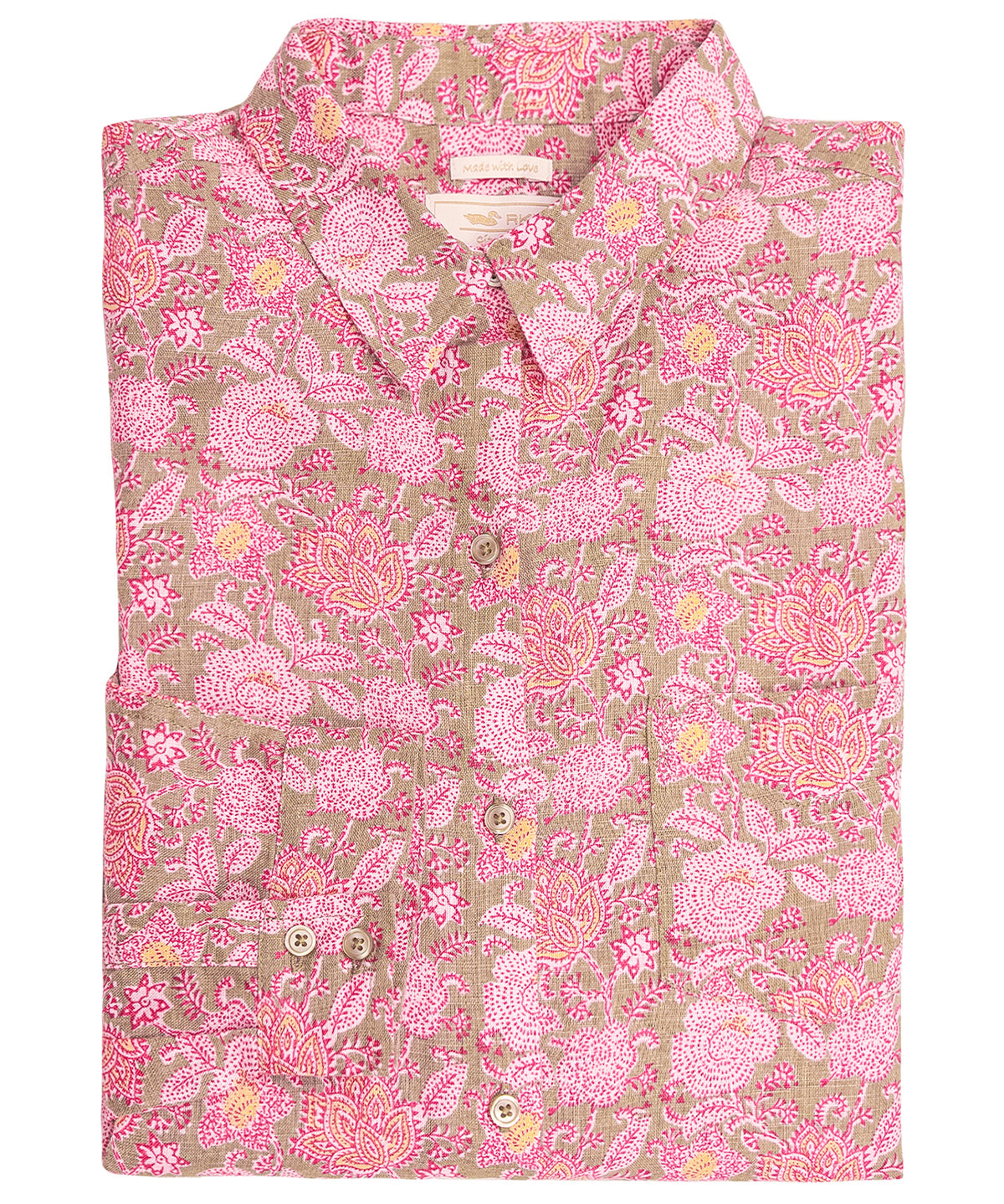 Camisa de Lino Orgánico M/L M LirioPrint Boheme Mini Rosa Mujer 1