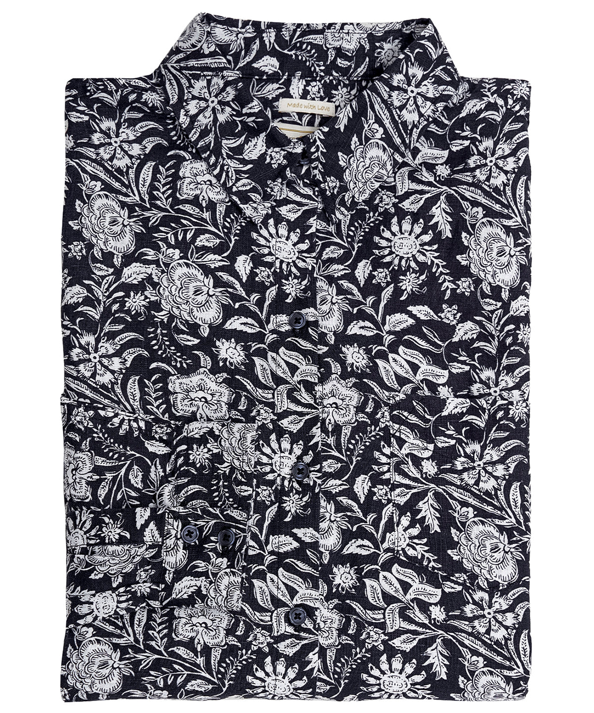 Camisa de Lino Orgánico M/L M LirioPrint Sandal Wood Black Mujer 1