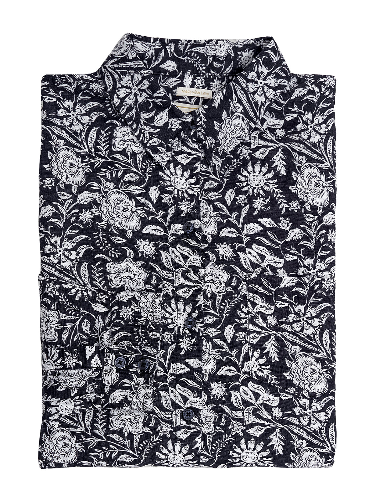 Camisa de Lino Orgánico M/L M LirioPrint Sandal Wood Black Mujer 1