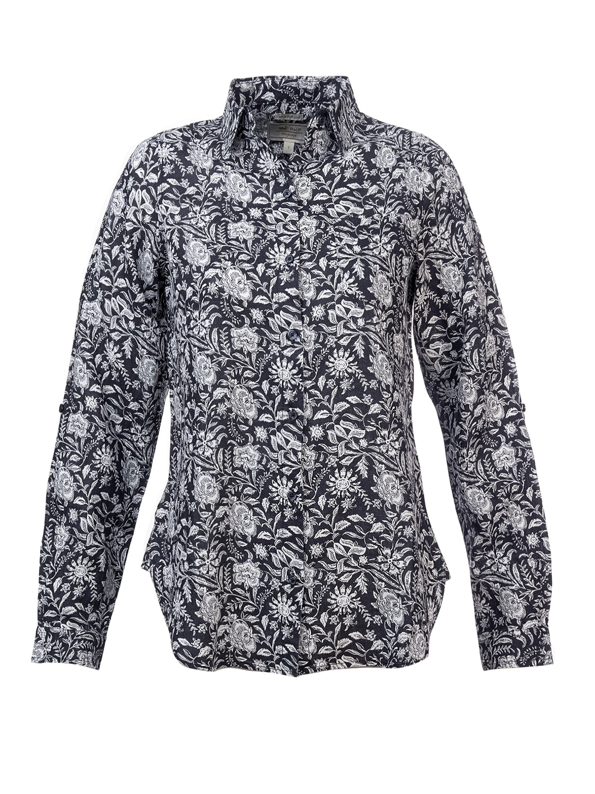 Camisa de Lino Orgánico M/L M LirioPrint Sandal Wood Black Mujer 2